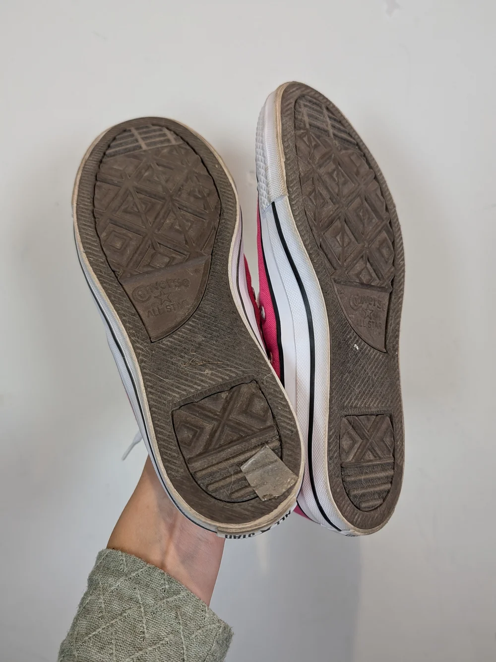 Converse Pink Low Top Canvas Sneakers with White Accents, Size 7.5